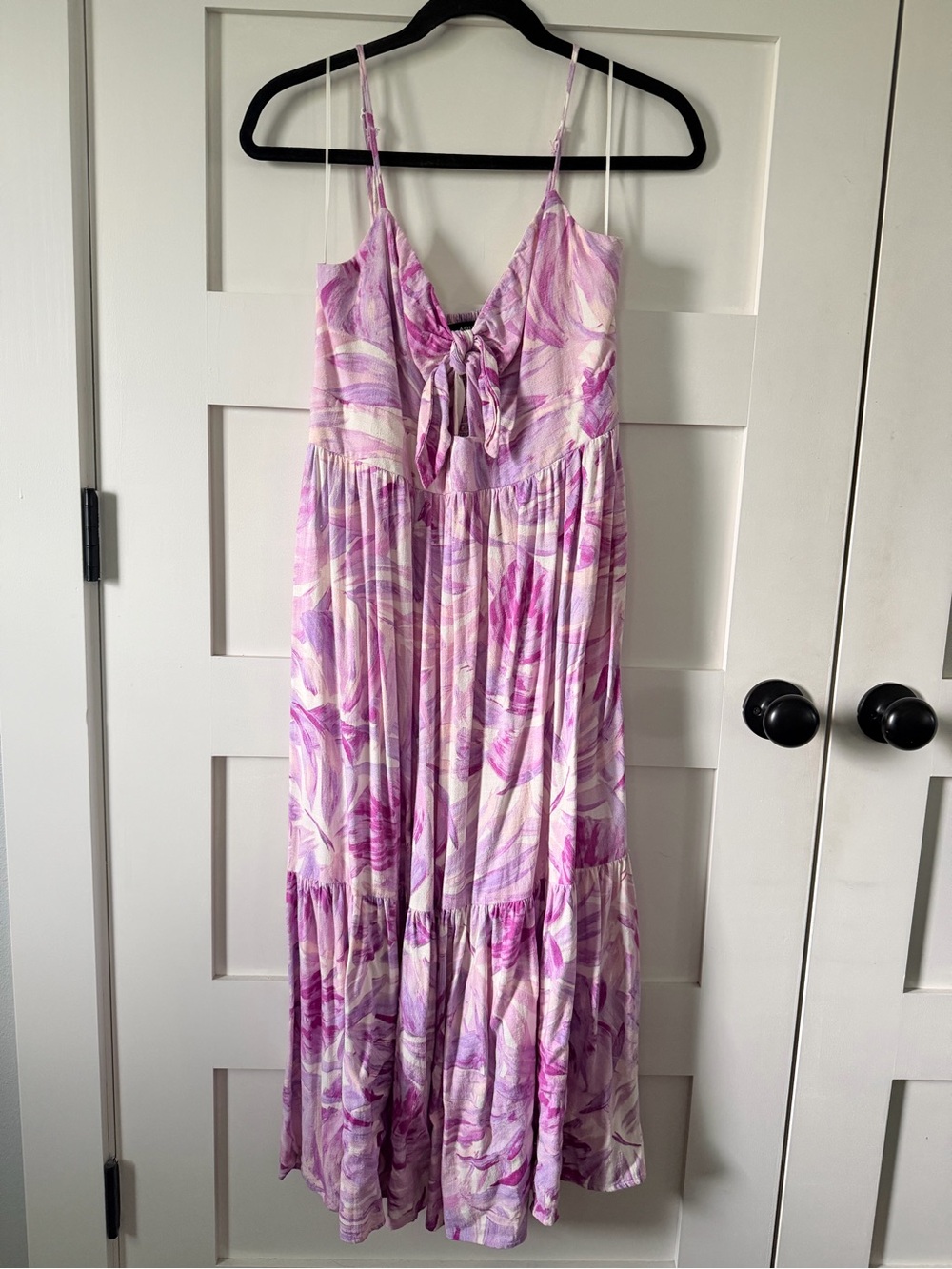 Aqua Lavender & Pink Floral Tie-Front Maxi Slip Dress